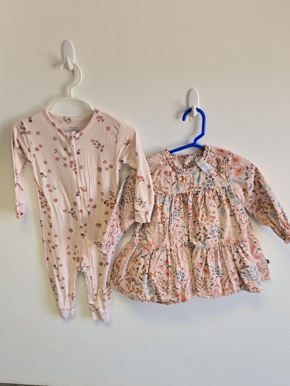 Modern Moments By Gerber Light Pink Floral Infant Onesie And Floral Dress